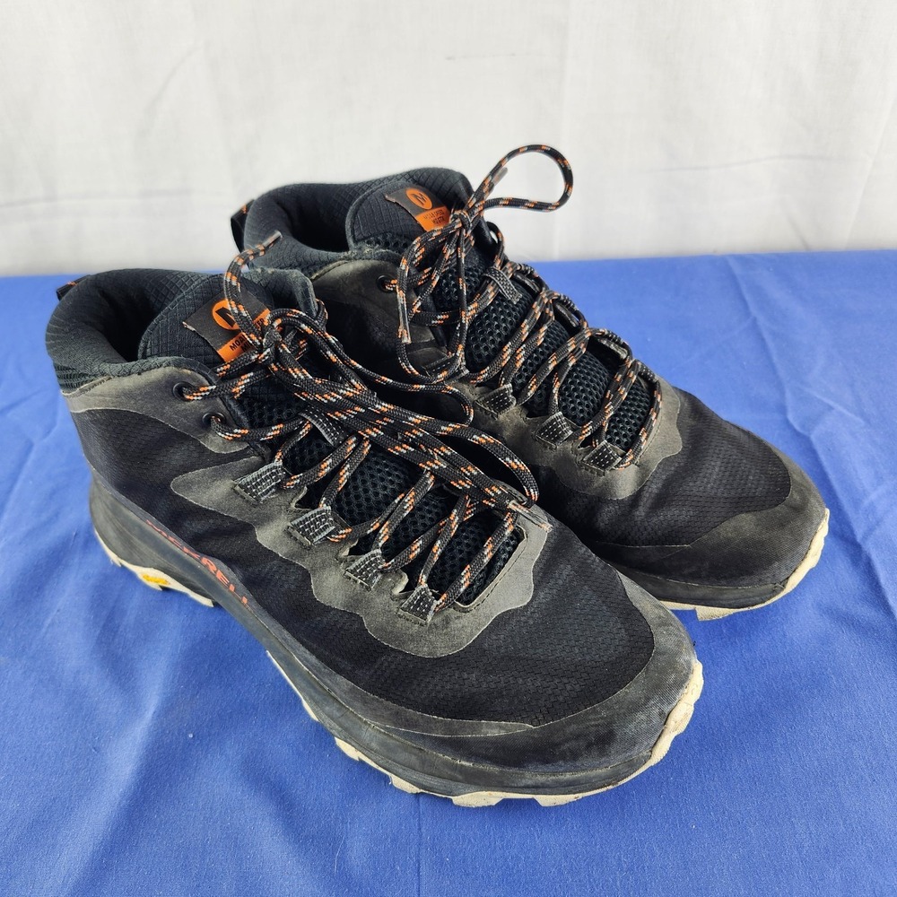 MEN'S MERRELL MOAB SPEED MID REGULAR BLACK HIKING‎ BOOT SIZE 9 J135409